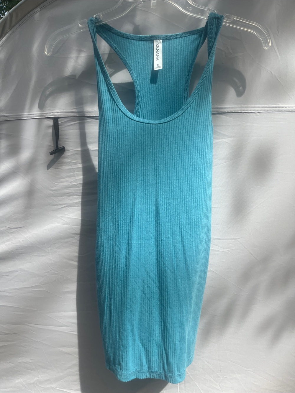 Zenana Outfitters Aqua Ribbed Scoop Neck Tank